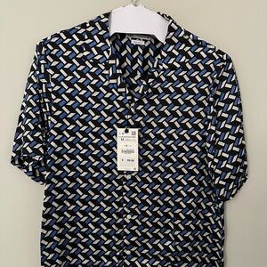 Zara Black and Blue Patterned Shirt